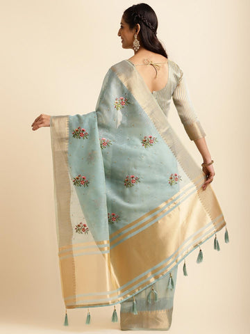 Ethnic Motifs Zari Woven Design Banarasi Saree